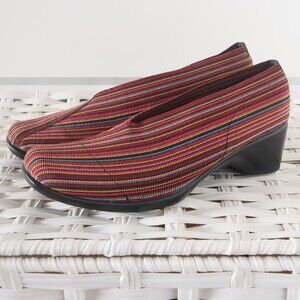 San Miguel Multicolor Striped Slip-On Wedge Shoes Comfort Low Heel Loafers 7.5